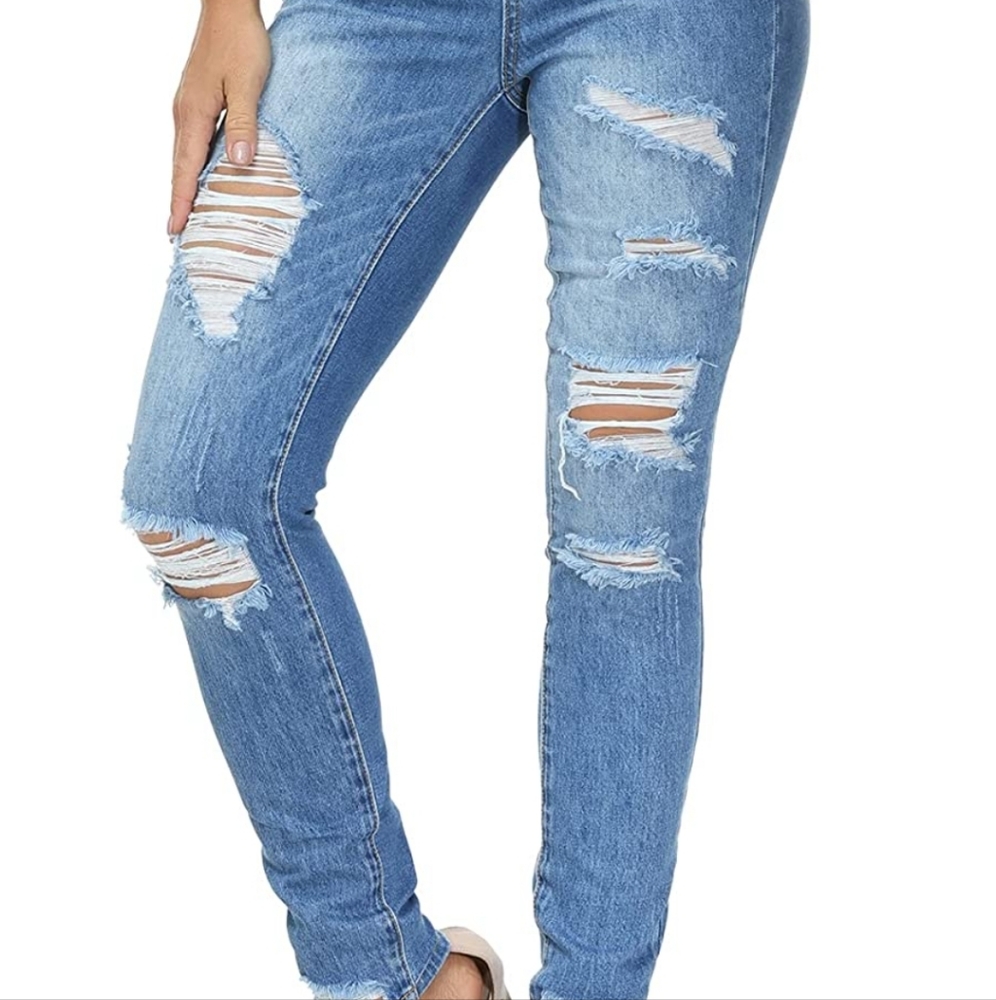 Women's Ripped Stretch Skinny Jeans - (NEW)